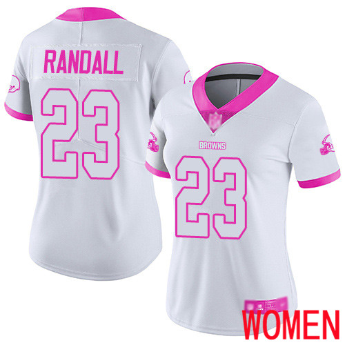 Cleveland Browns Damarious Randall Women White Pink Limited Jersey #23 NFL Football Rush Fashion